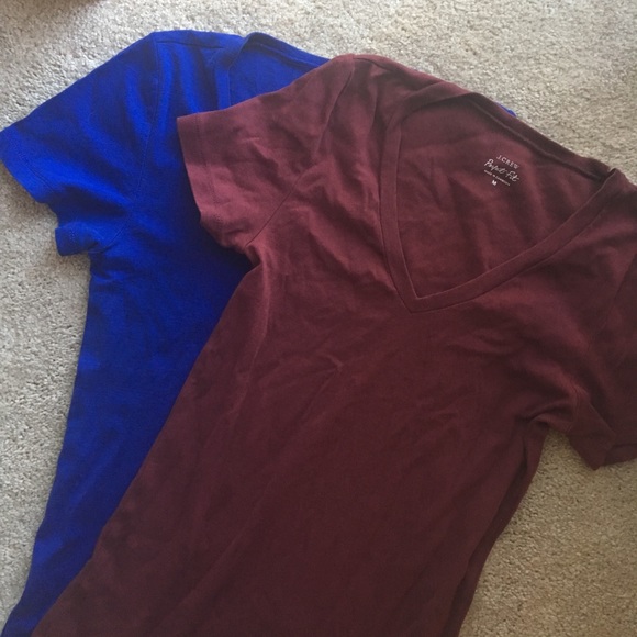 J Crew Perfect Tee Lot of 3 Blue Burgundy Pink M - Picture 5 of 8
